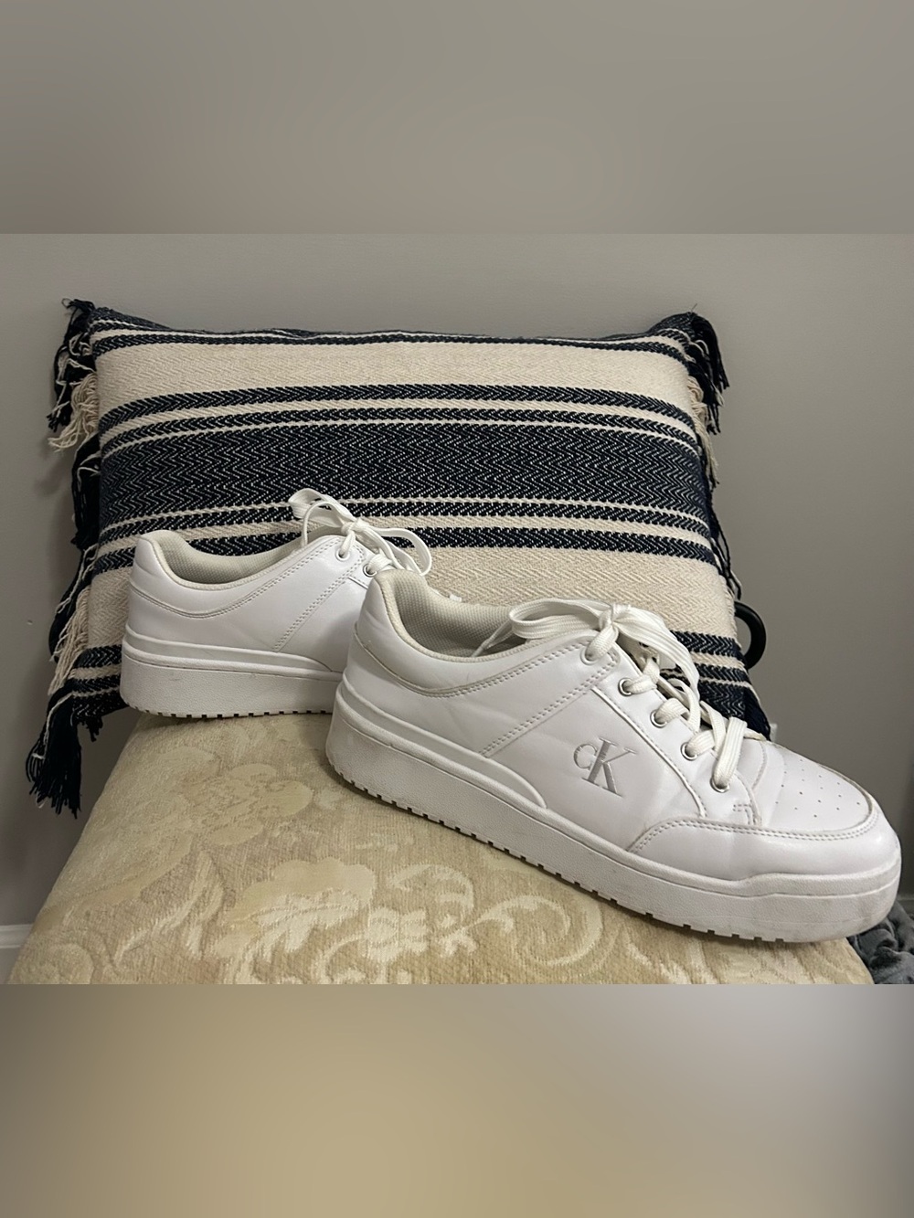 Calvin Klein White Platform Lace-Up Sneakers for Women